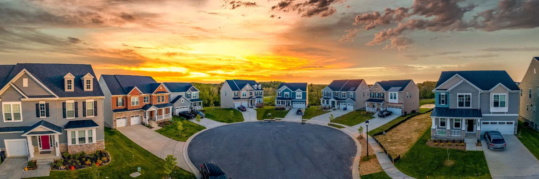 Neighborhood at sunset